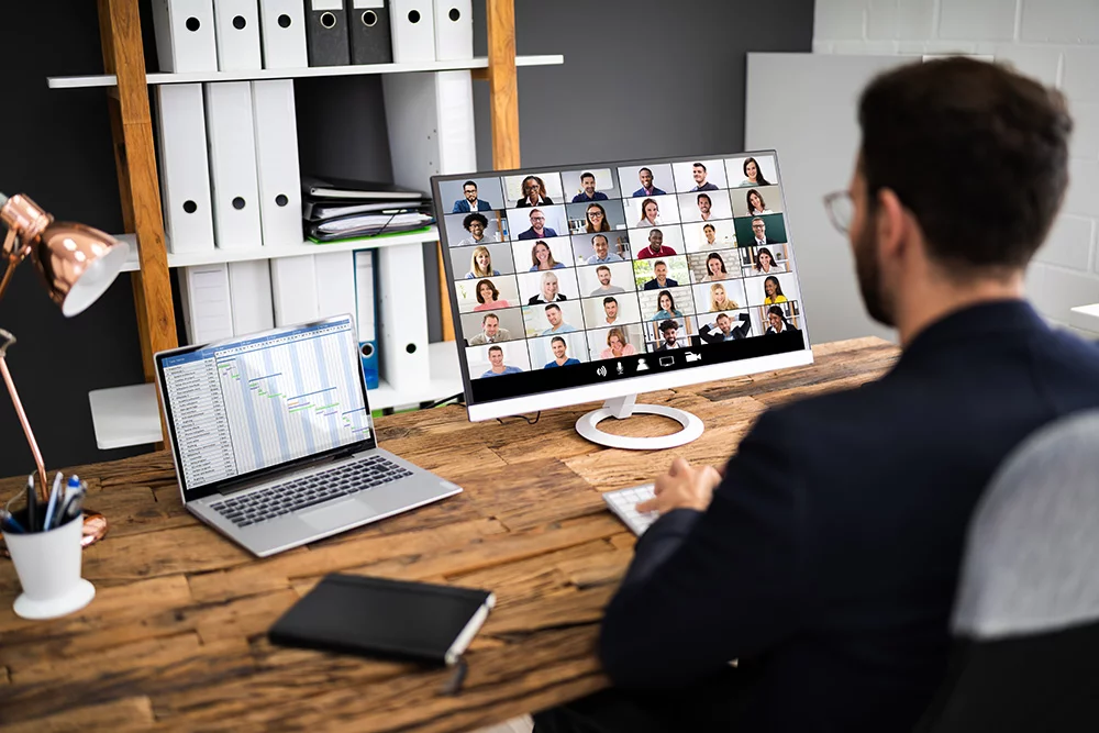 Online-Videokonferenz Interview Meeting. Konferenz-Webinar